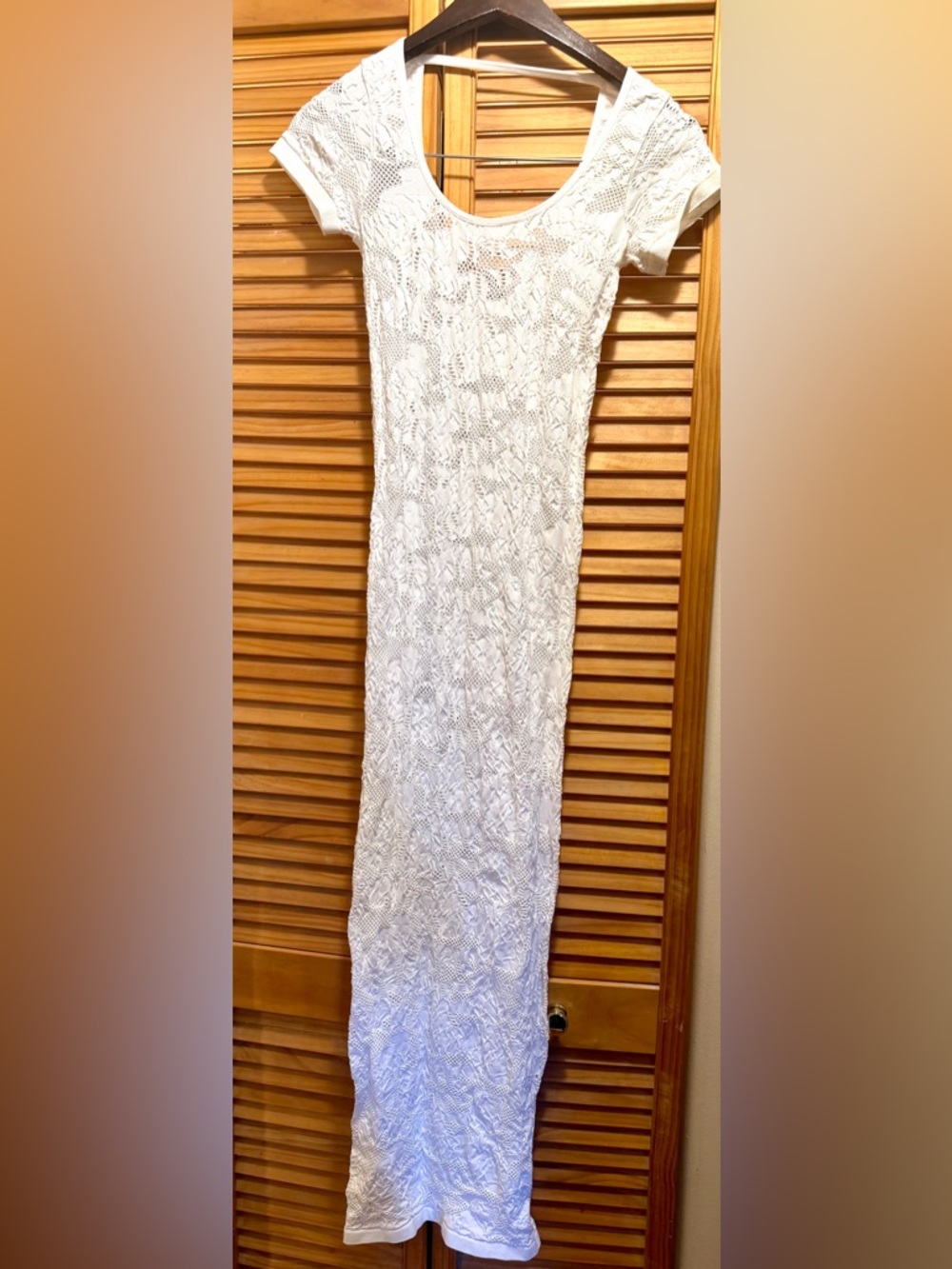 Fashion Nova White Lace Bodycon Maxi Dress Size S/M - Picture 5 of 12